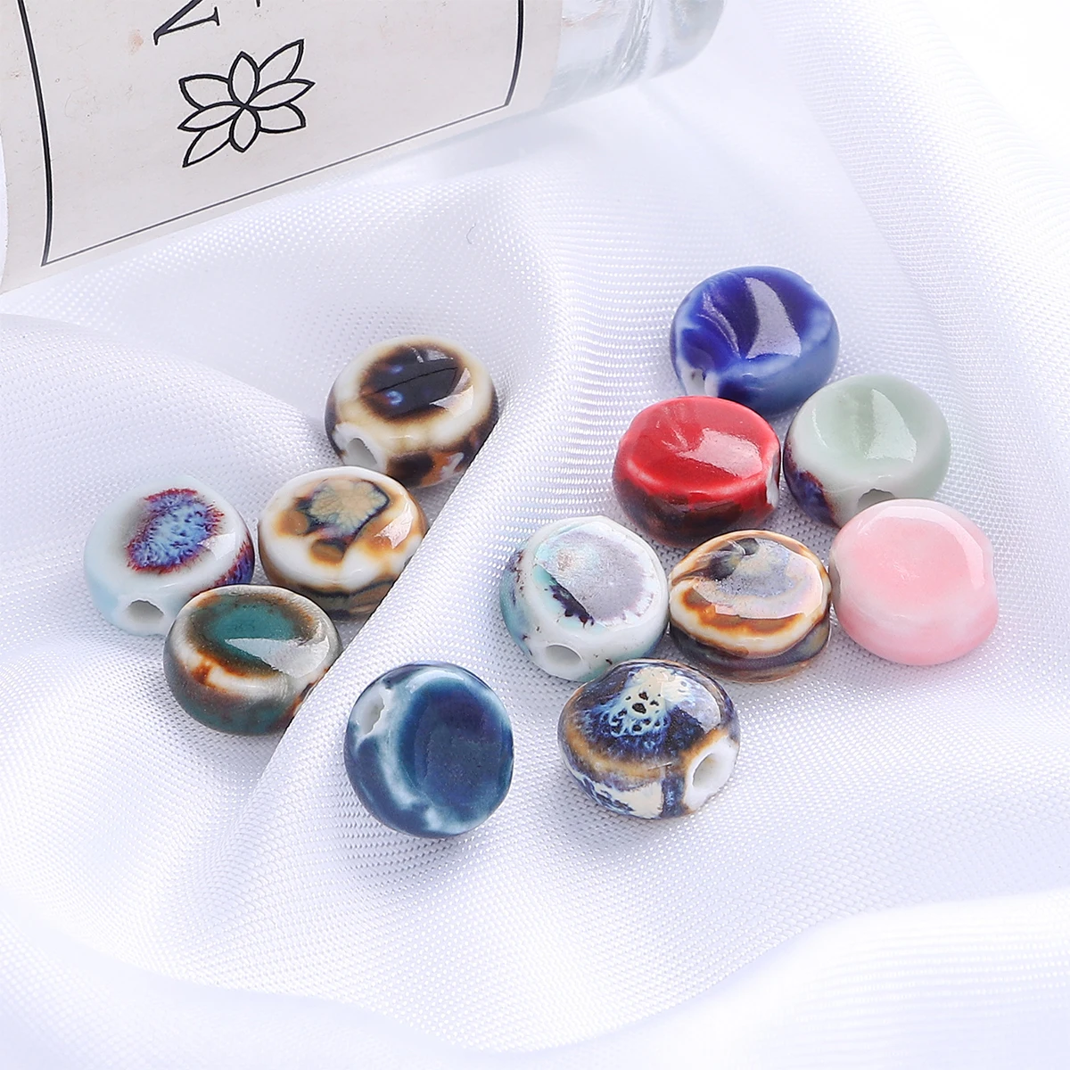 10Pcs/Bag 11mm Round Ceramic Porcelain Loose Spacer Beads  for DIY Crafts Bracelet Necklace Earring Jewelry Making