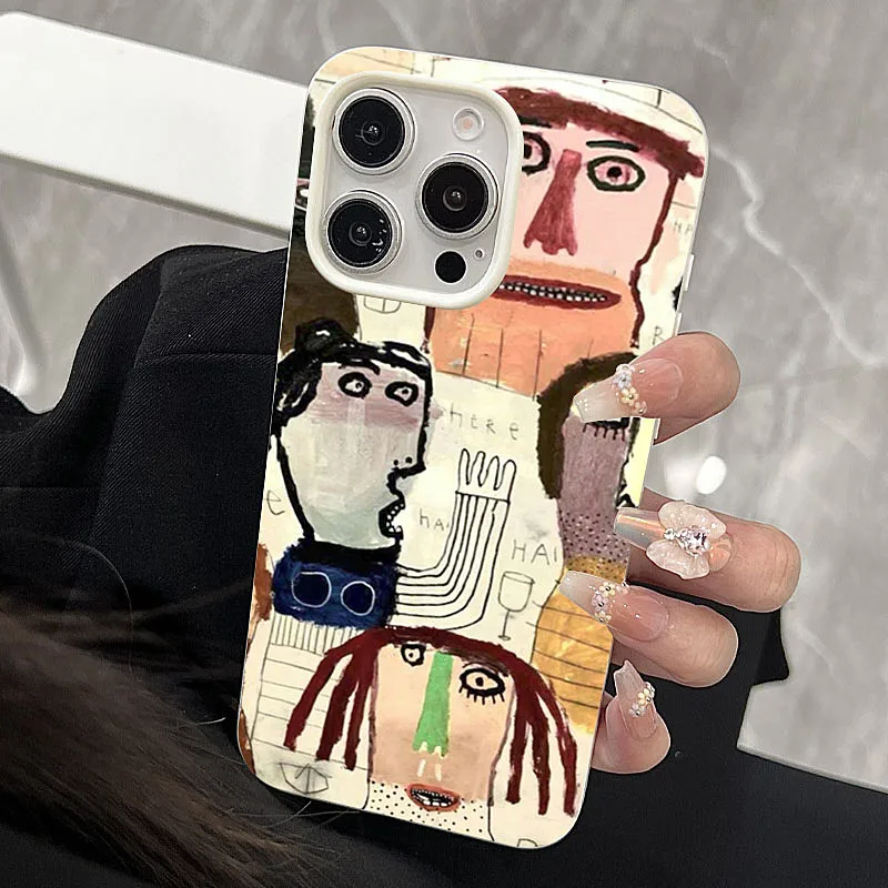 

Cute Ugly Graffiti Silicone Phone Case For iPhone 16 15 14 Pro Max 11 12 13 XS X XR 7 8 Plus 16e SE 2020 Shockproof Soft Cover