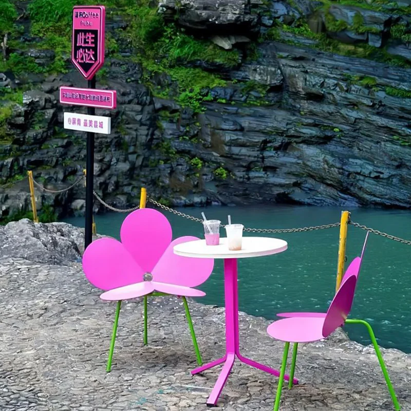 Design Chair Terrace Cafe Styling Chair Dopamine Color Park Outdoor Petal Chair Sunset