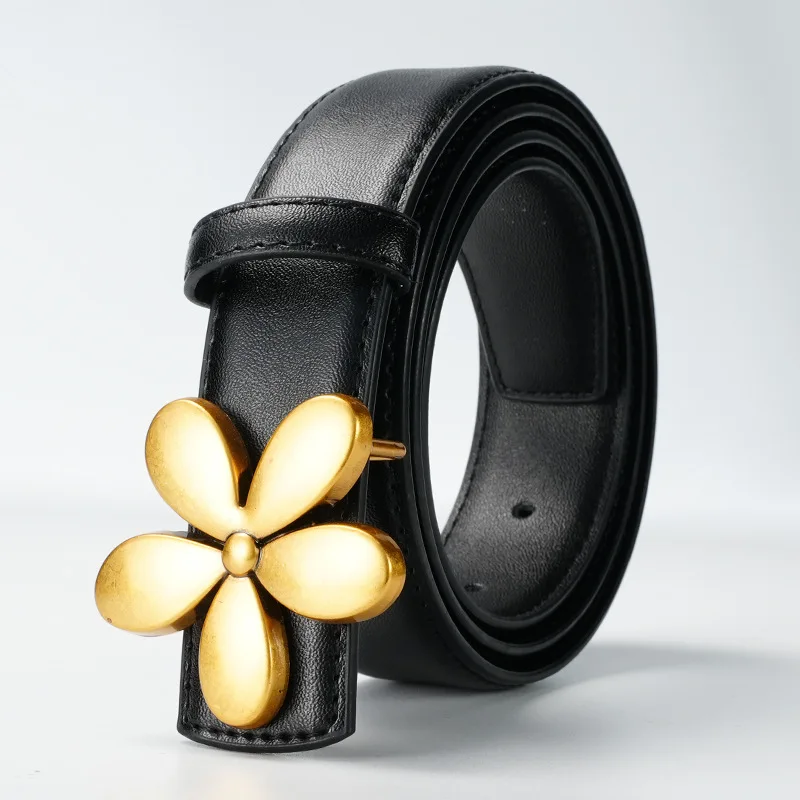 

Женский ремень из натуральной кожи, модный декоративный ремень с цветочным принтом для женщин, повседневный универсальный ремень с пряжкой, подходит для пар юбок и джинсов