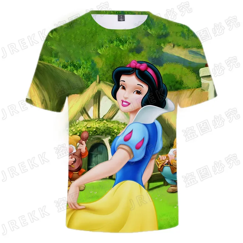 Cool 3d Print Streetwear T-shirt Disney Anime Snow White and the Seven Dwarfs Boy Girl Kids Fashion Teen Children Tops Tee