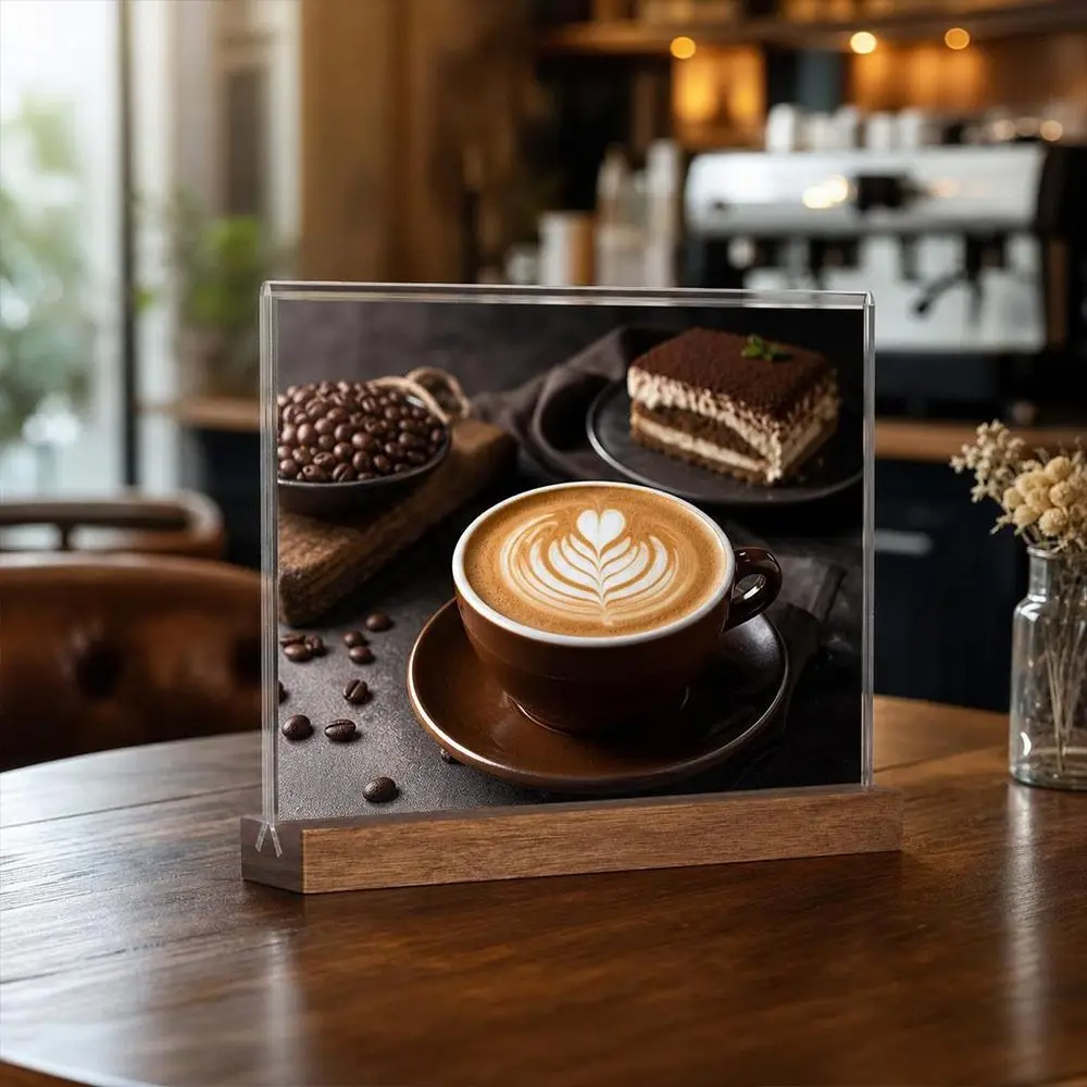 Durable A4/A5/A6 Desk Display Stand Acrylic Transparent Bulletin Board Double Side Clear Ad Frame Restaurant