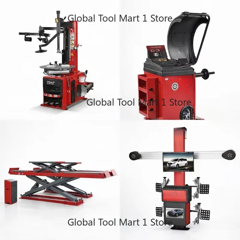 Professional Garage Equipment Set Scissor Car Lift 3D Wheel Aligner Automatic Tire Changer Wheel Balancer Workshop Combo
