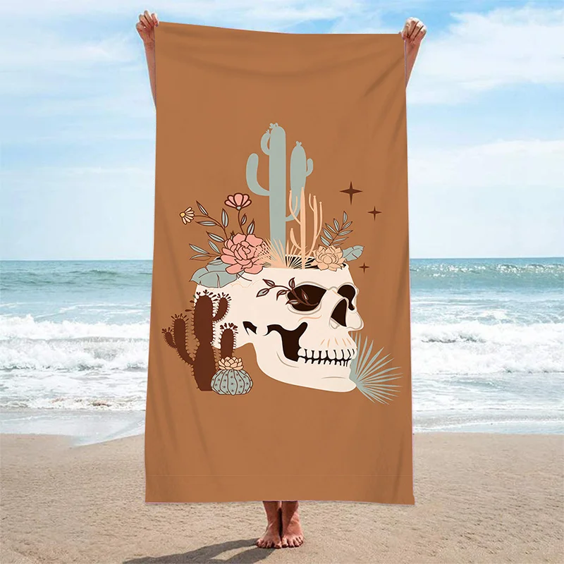

Beach Towel Skull & Cactus Beach Towel Patterned Sunscreen And Windproof Suitable For Swimming Pool Camping Travel Blanket