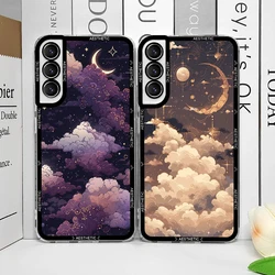 Beautiful Y2K Cute Clouds Moon Aesthetic Phone Case for Samsung Galaxy S25 S24 S20 S21 FE S22 Plus S23 Ultra 5G Soft Cover Funda