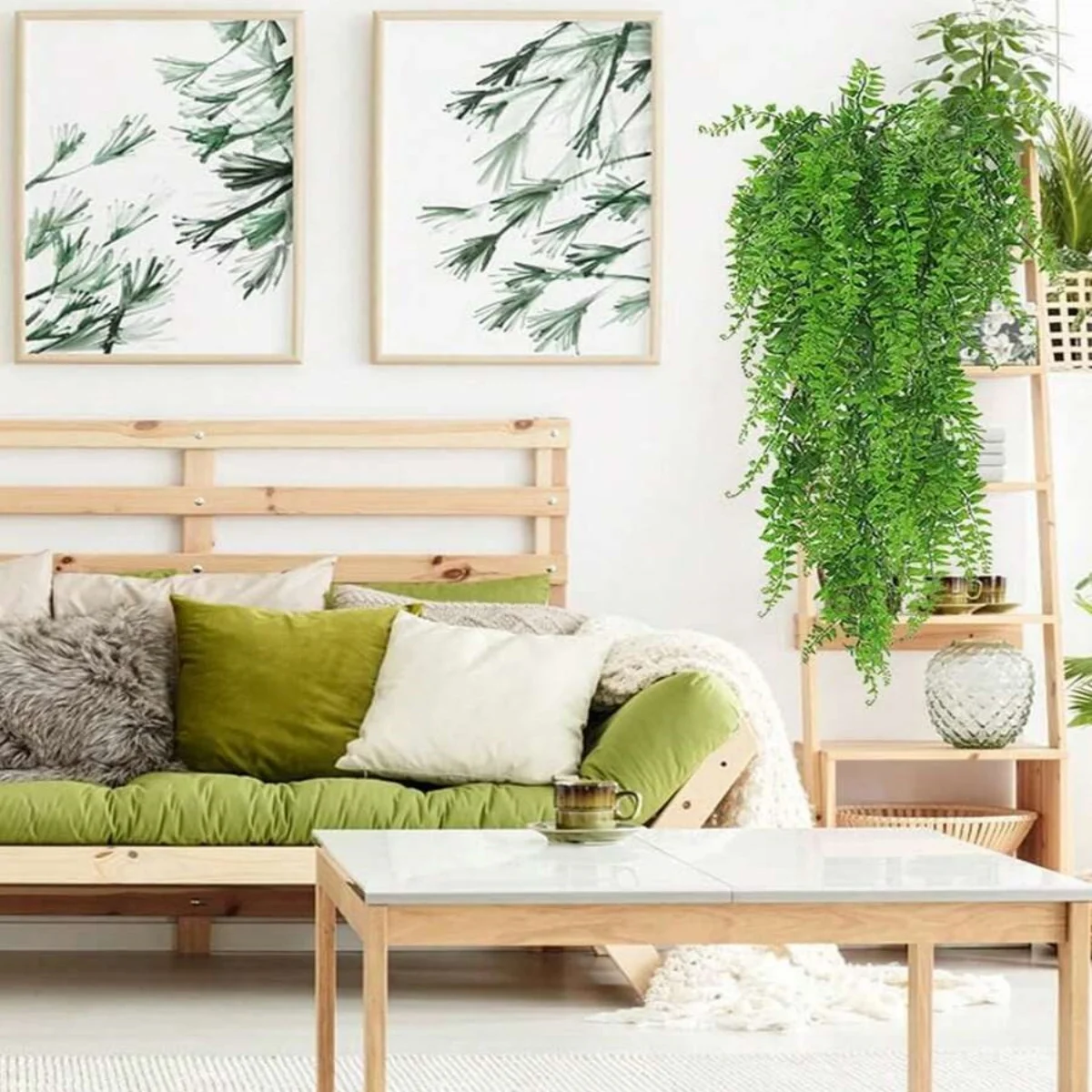 3pcs Persian Fern Leaves Home Garden Room Decor Hanging Artificial Plant Plastic Vine Grass Wedding Party Wall Home Decoration