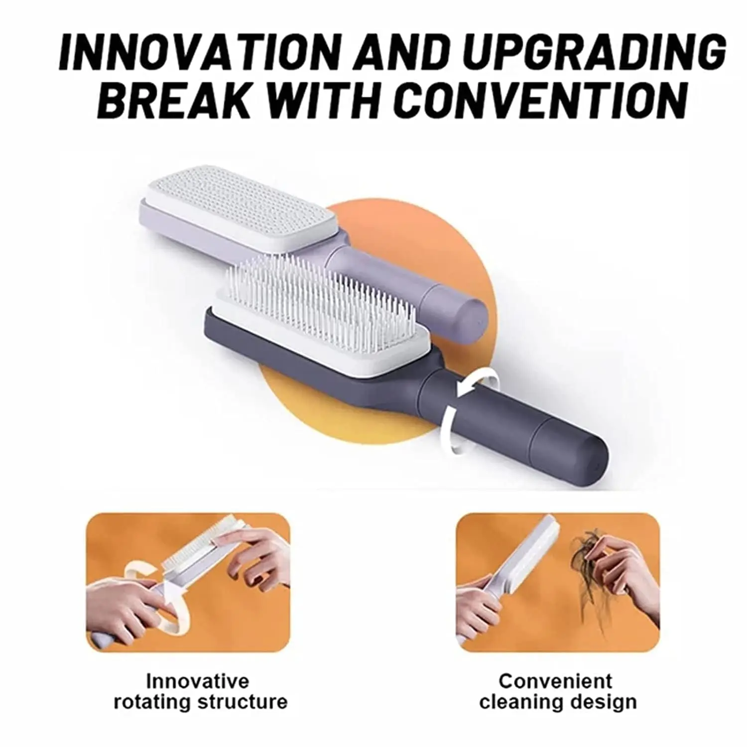 Self-Cleaning Anti-Static Massage Comb Easy Clean Hair Brush with Retractable Bristles, Anti Static Comb Brush for Hair Removal