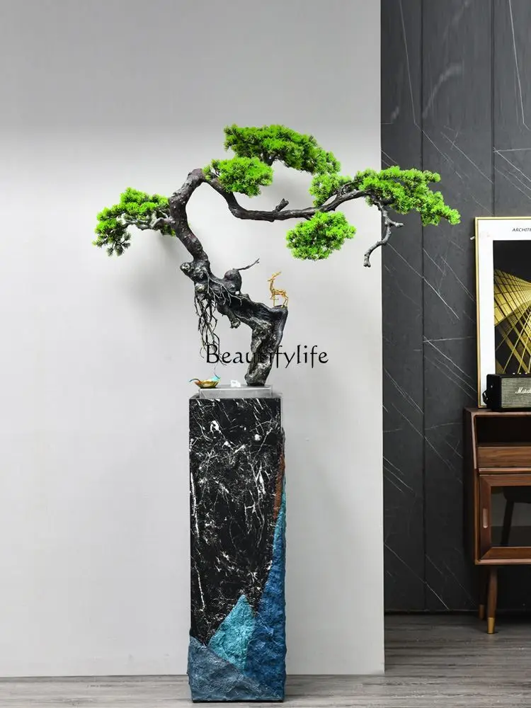 

New Chinese Style Light Luxury Flowing Water Floor Ornaments Welcome Pine Entrance Decoration