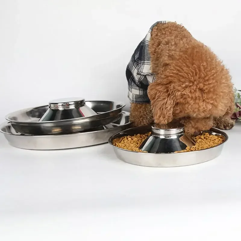 Pet Stainless Steel Dog Bowl Puppy Litter Food Feeding Dish Weaning SilverStainless Feeder Water Bowl Pets Feeder Bowl and Water