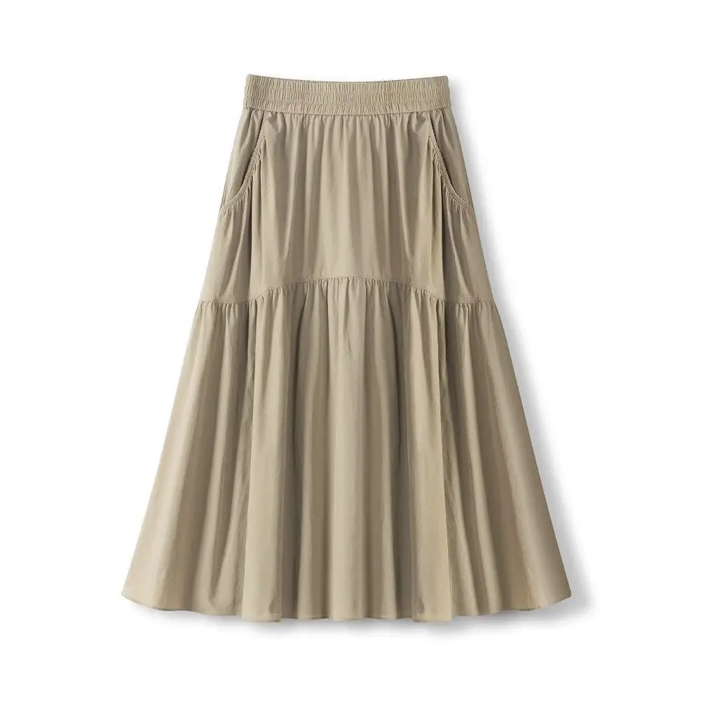 

Pocket Casual Women's Half Skirt Summer New Stylish High Waist Versatile Loose Slimming A-line Casual Commuting Skirt for Women