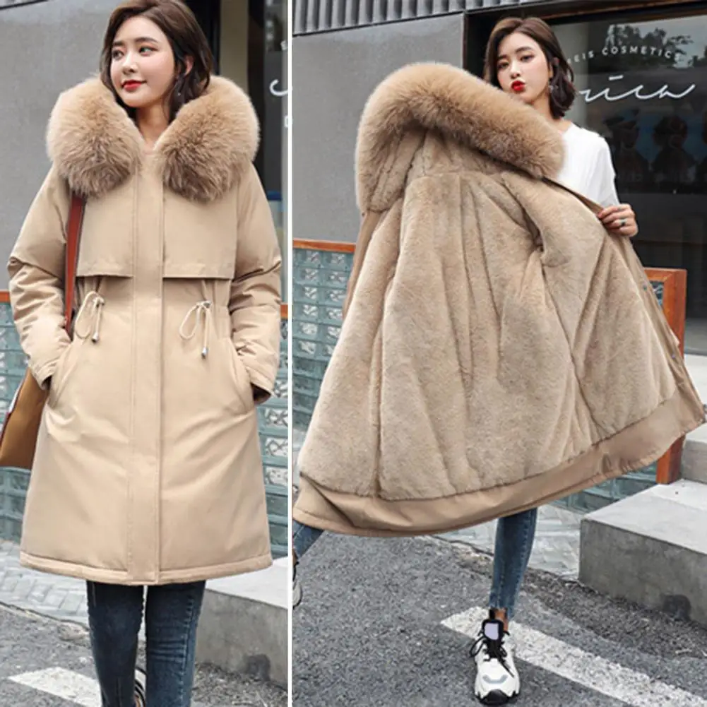 2022 New Winter Jacket Women Parka Fashion Long Coat Wool Liner Hooded Parkas Slim With Fur Collar Warm Snow Wear Padded Clothes