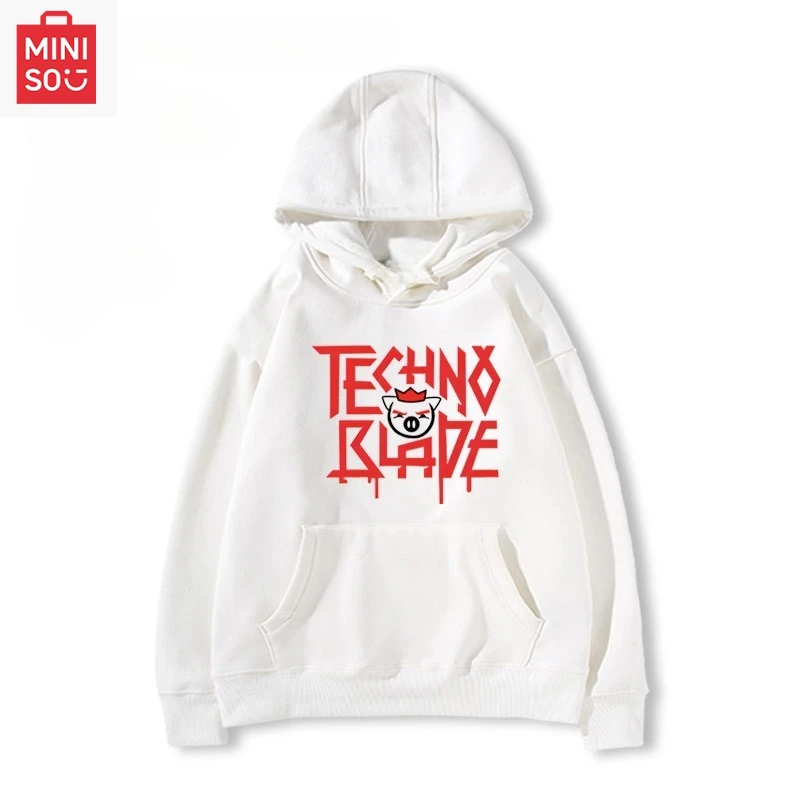 

MINISO совместная толстовка с принтом Minecraft technoblade и капюшоном, свободная мультяшная многофункциональная повседневная и милая для девочек и мальчиков