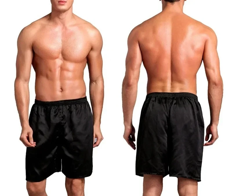 

Hot Sale Men's Summer Satin Trend Shorts Pajamas Male Lounge Short Pants Loose Soft Casual Homewear Shorts Sleep Bottoms for Men