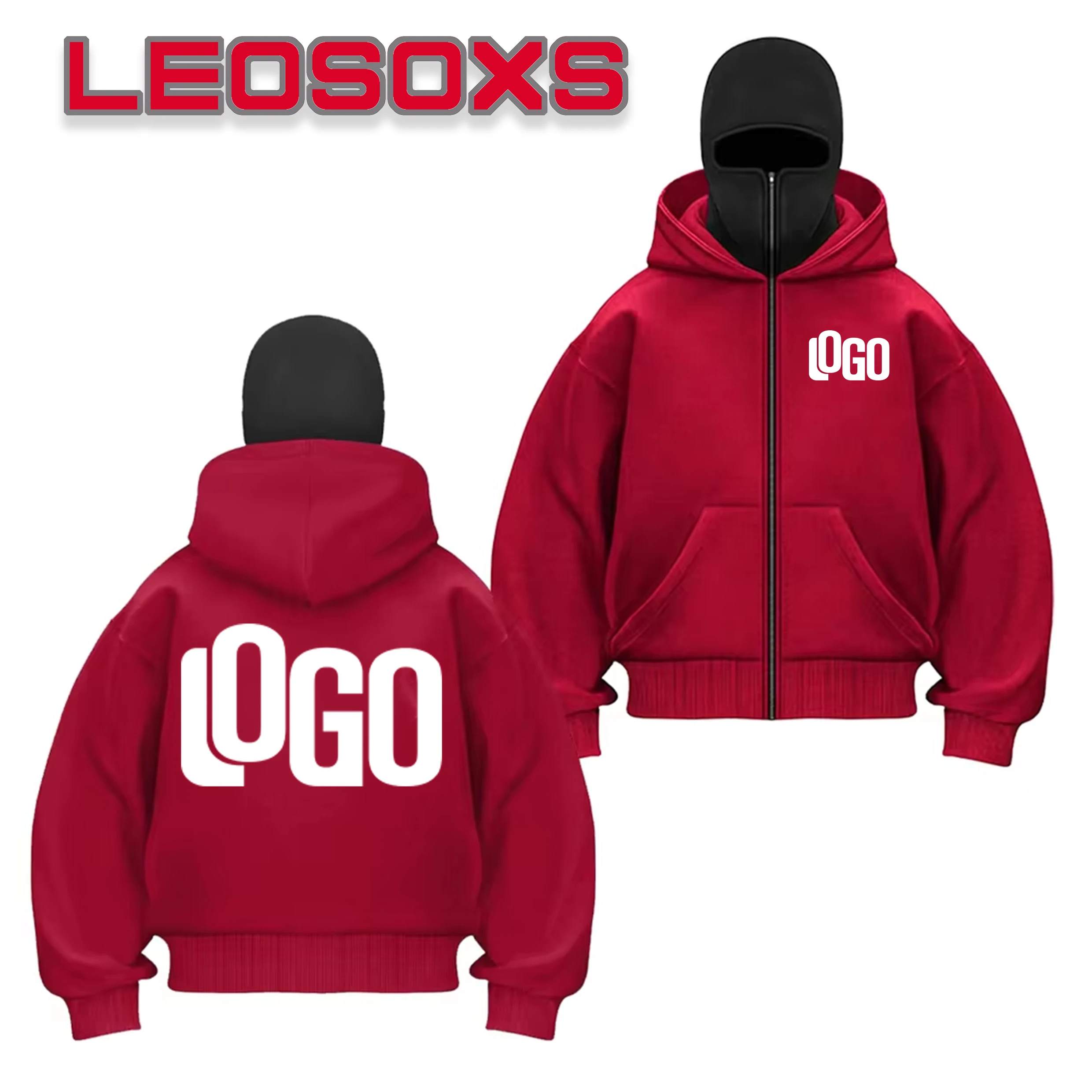 DIY Pattern Customized Logo Sportswear Autumn Warm Hooded Masked Sweatshirt Solid Color Casual Hoodie Fashion Parade