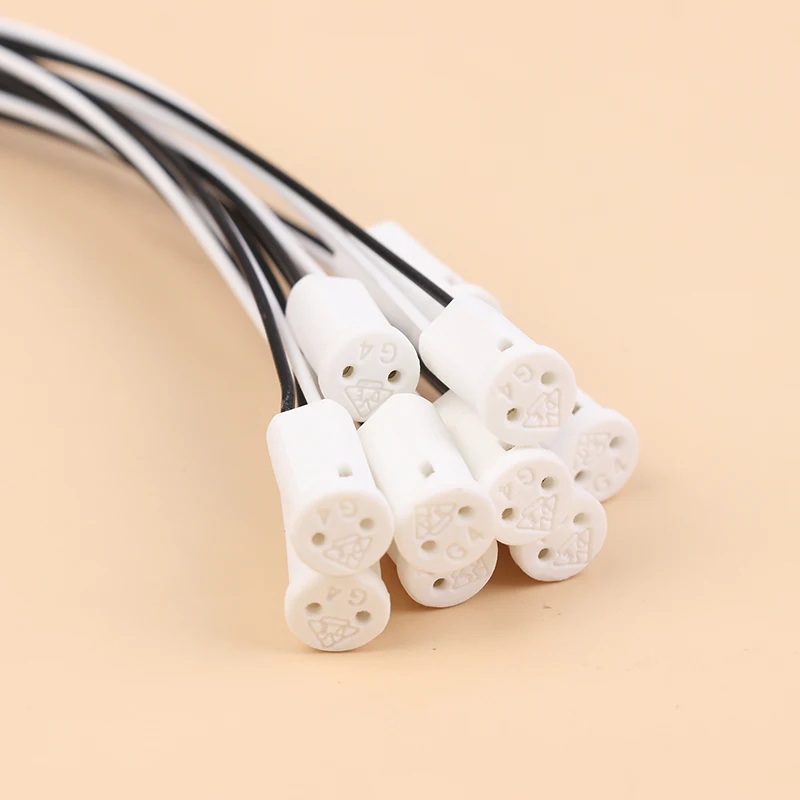 10Pcs Low Voltage Design G4 Lamp Socket Stable Inner Wire Miniature LED Crystal Lamp Holder Light Bulb Halogen Light Bulb Base
