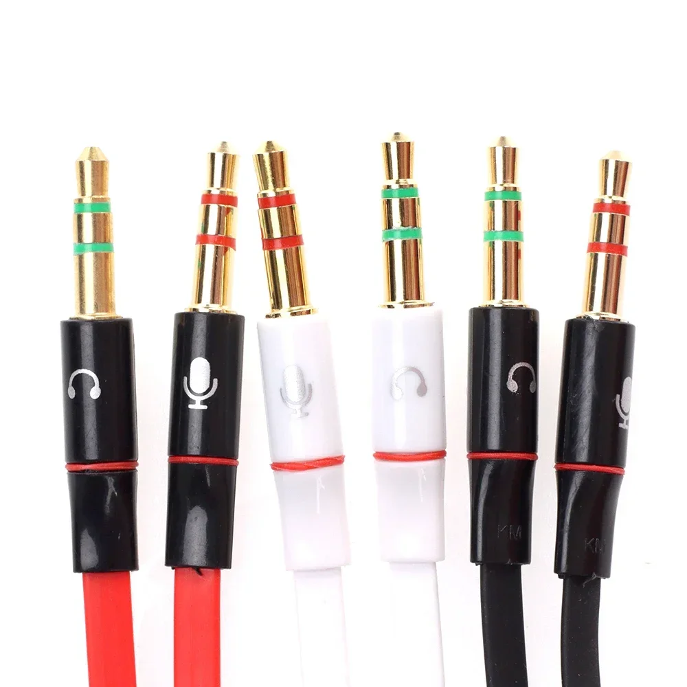 100pcs 3.5mm Jack Headphone Audio Cable Earphone Microphone Y Splitter Adapter 1 Female To 2 Male Connected Cord to Laptop PC