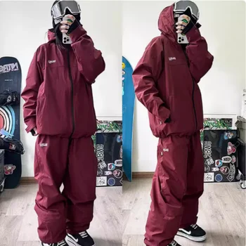 John Snow 2025 New Male Female Couple Single and Double Board Ski Suit Set Loose Type Waterproof Keep Warm Ski Pants Ski Jackets