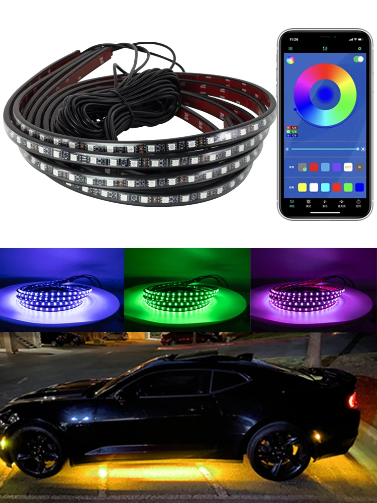 Auto-Chassis Flexible LED-Lichtleiste LED-Unterbodenbeleuchtung APP-Steuerung RGB Neon Dekorative Lampe für Honda Hyundai Kia Mercedes Benz VW
