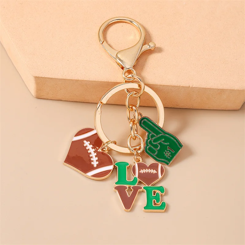 Aihua Emaille American-Football-Schlüsselanhänger für Frauen und Mädchen, Sportliebhaber, Fußball-Schlüsselanhänger, Handtaschenanhänger, Modeschmuck, Geschenke – Detail 8