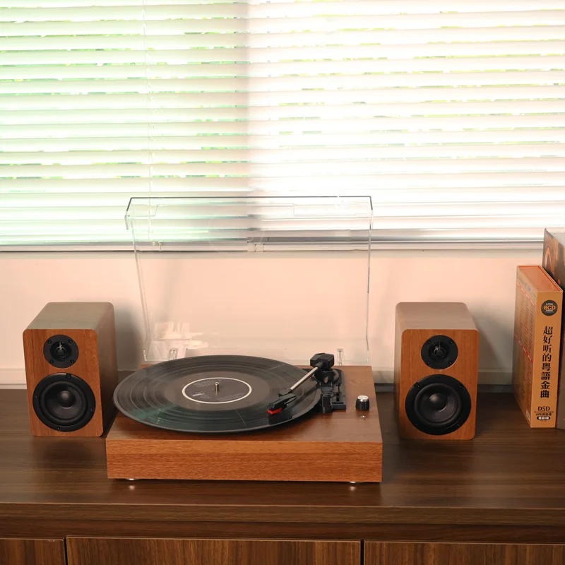 Retro Vinyl Record Player CP05， Bluetooth Desktop Phonograph Turntable with External Speakers,Dual Stereo Speakers LP Playe