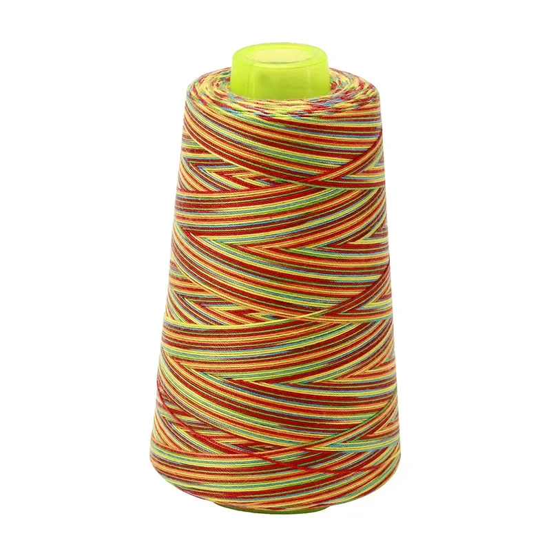 1Pcs 3000 Yards Colorful Rainbow Line 20S/3 High Speed Polyester Sewing Thread Type Manual Thread Clothing Accessories