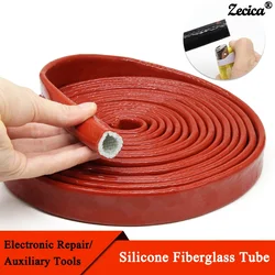 Silicone Fiberglass Tube High Temperature Resistant Resin Coated Glass Fiber Braided Fireproof Sleeve Fire Retardant Casing Pipe