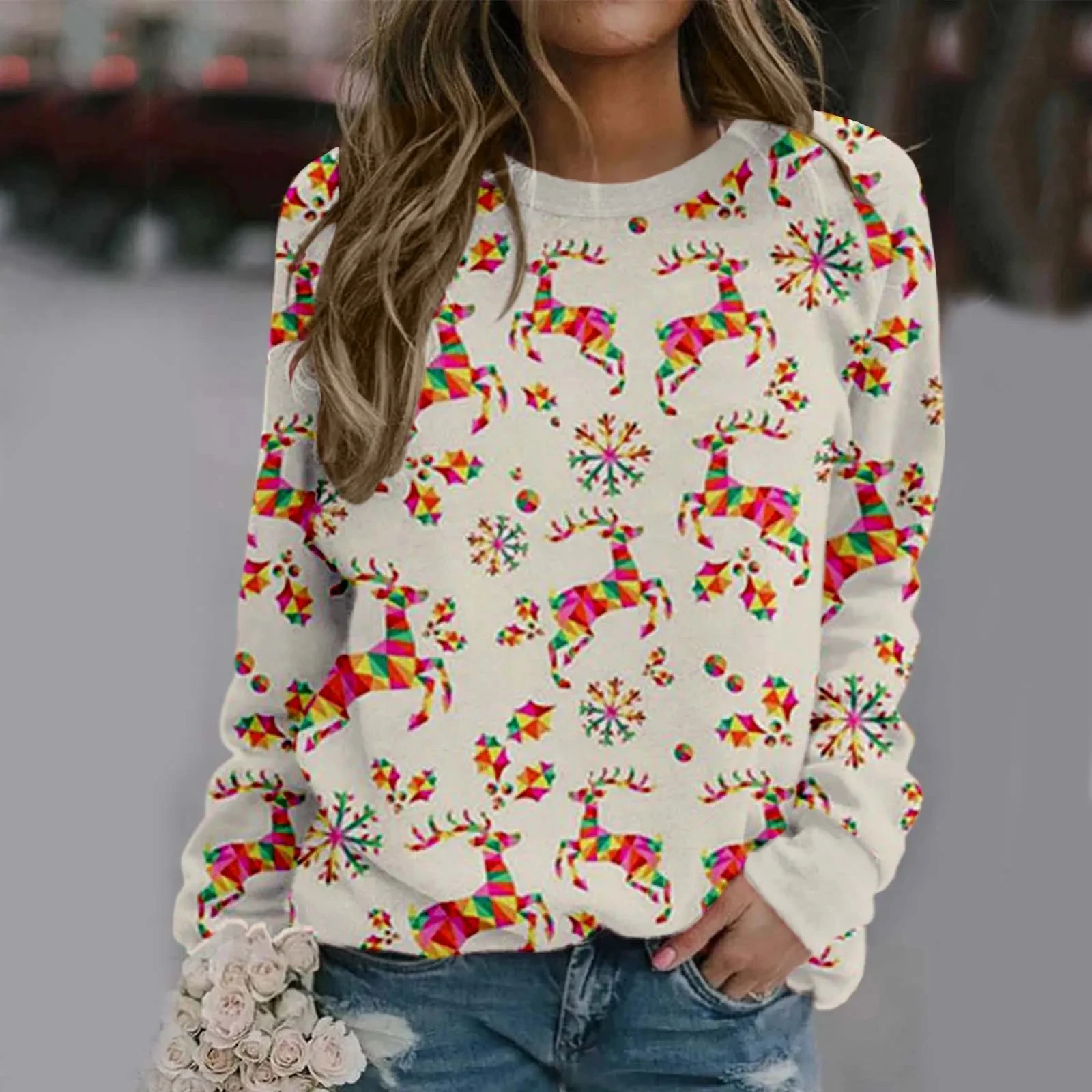 Christmas Snowman Sweatshirts Santa Claus 3D Print Women Casual Long Sleeve Hoodies Y2k Streetwear Pullovers Top Female Clothing