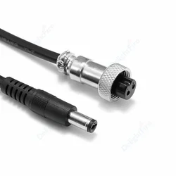 GX12-2 2pin Female Plug To 5.5 2.1mm DC Adapter 18AWG 1.5M Extenion Cable Aviation Cordset Panel Mount Circular Metal Aviation