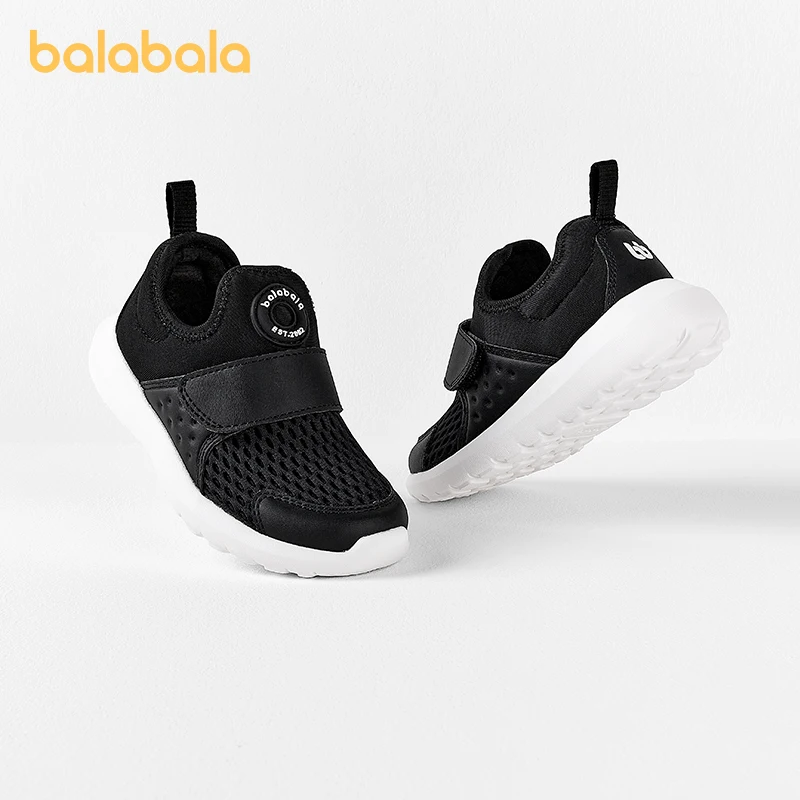 Balabala Kids Shoes Boys Girls Sports Shoes Slip-on Design Breathable Running Shoes Color Block Non-slip Comfortable