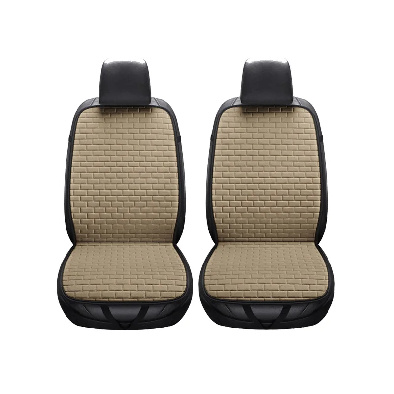 Flax Car Seat Cover Automobile Linen Seat Cushion Pad Mat Washable Protector With Backrest For Auto Interior Truck Suv Van