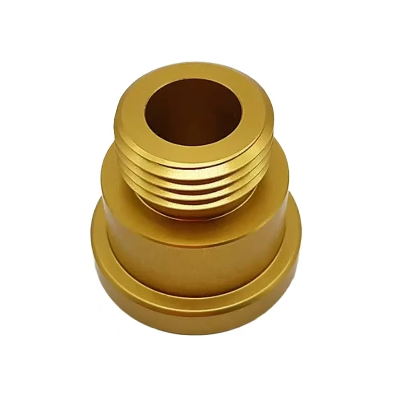 CNC Machined Gold Anodized Aluminum Alloy Male Thread Bushing Mechanical/Equipment Connector Outer Wire Connection Bushing