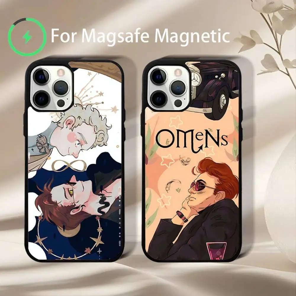 

Милый чехол для телефона Good O-Omens для iPhone 17,16,15,14,13,12,11, Pro, Max, Plus, Mini, SE4, E с магнитной беспроводной зарядкой Magsafe
