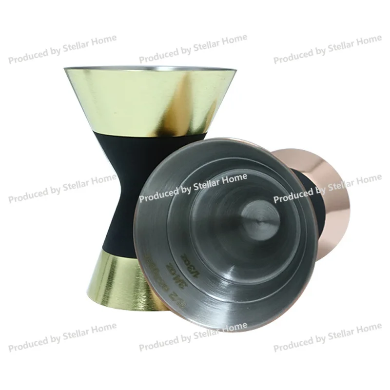 304 Stainless Steel Double-ended Measuring Cup Ounce Cup, Bar Wine Measuring Device with Graduated Silicone Wine Glass Wine Set