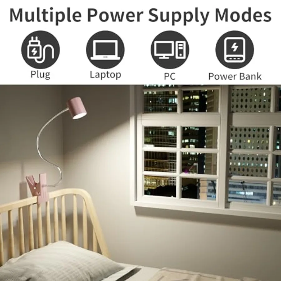 Desk Lamp, USB Clip On Light with 3 Color Modes, LED 10 Levels Brightness Reading Lamp, 360°Gooseneck Book Light, Eye-Care Read view 5