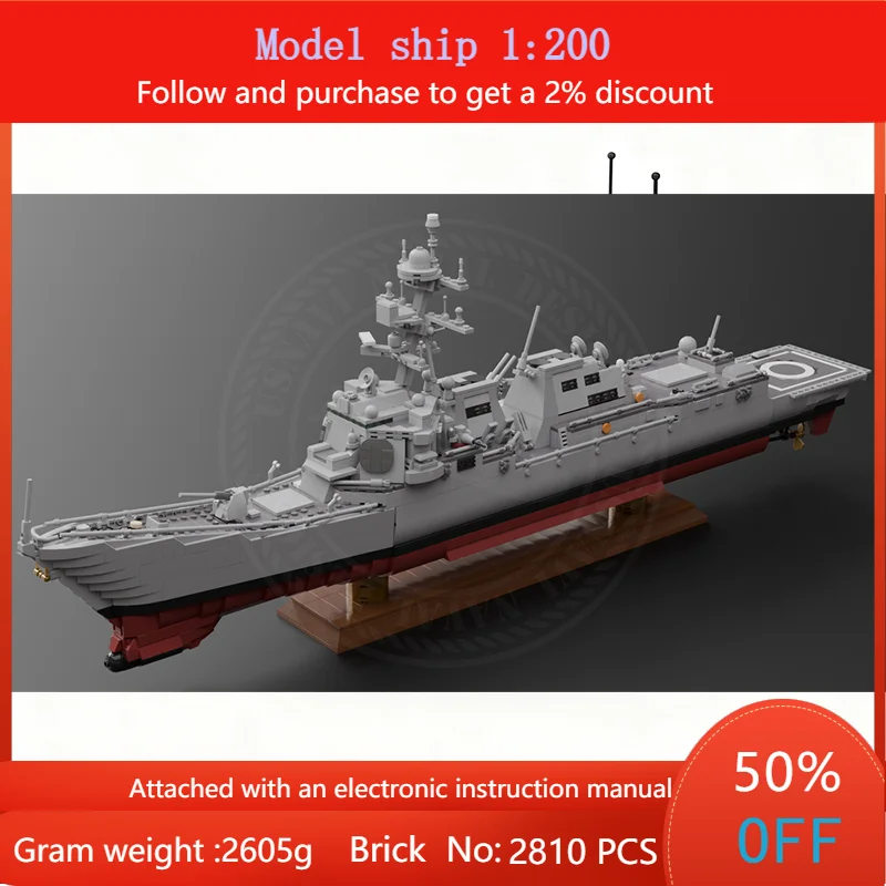 

2810 Parts Building Block Model MOC Destroyer 1:200 Scale Creative Construction Toy For Boys Adults Kids Christmas Gifts