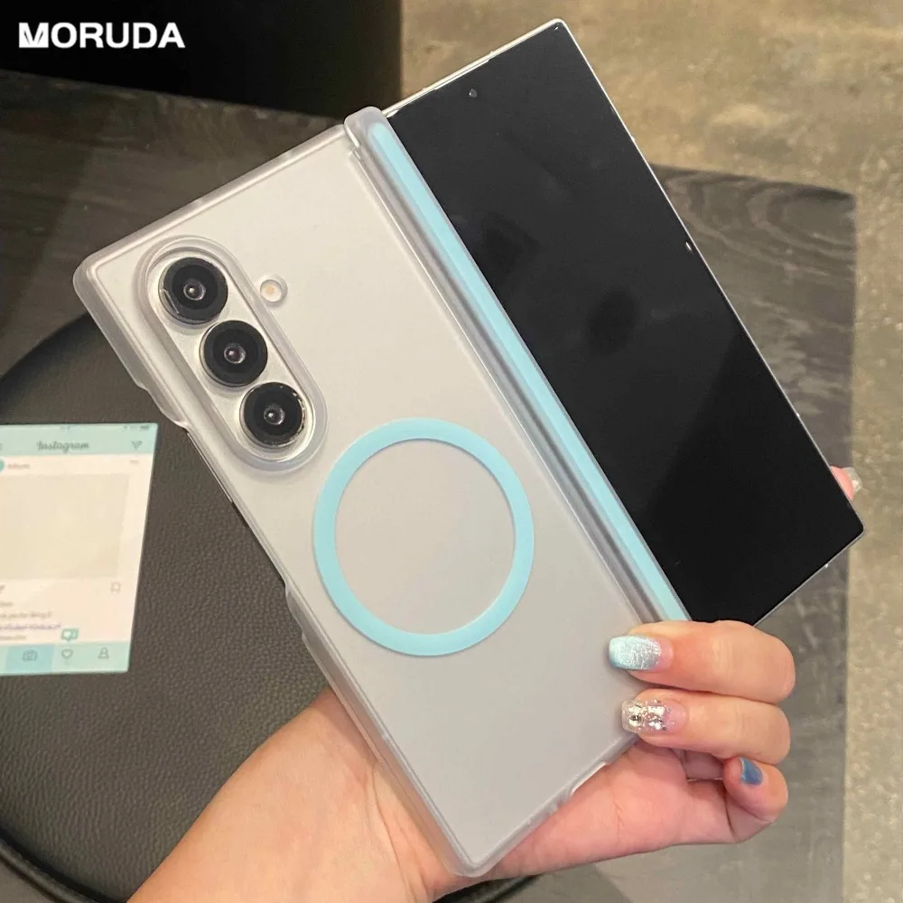 für Magsafe Translucent Matte Case für Samsung Galaxy Z Fold 8 Ultra 7 6 ZFold Fold8 Harte, stoßfeste, mattierte Acryl-Rückabdeckung