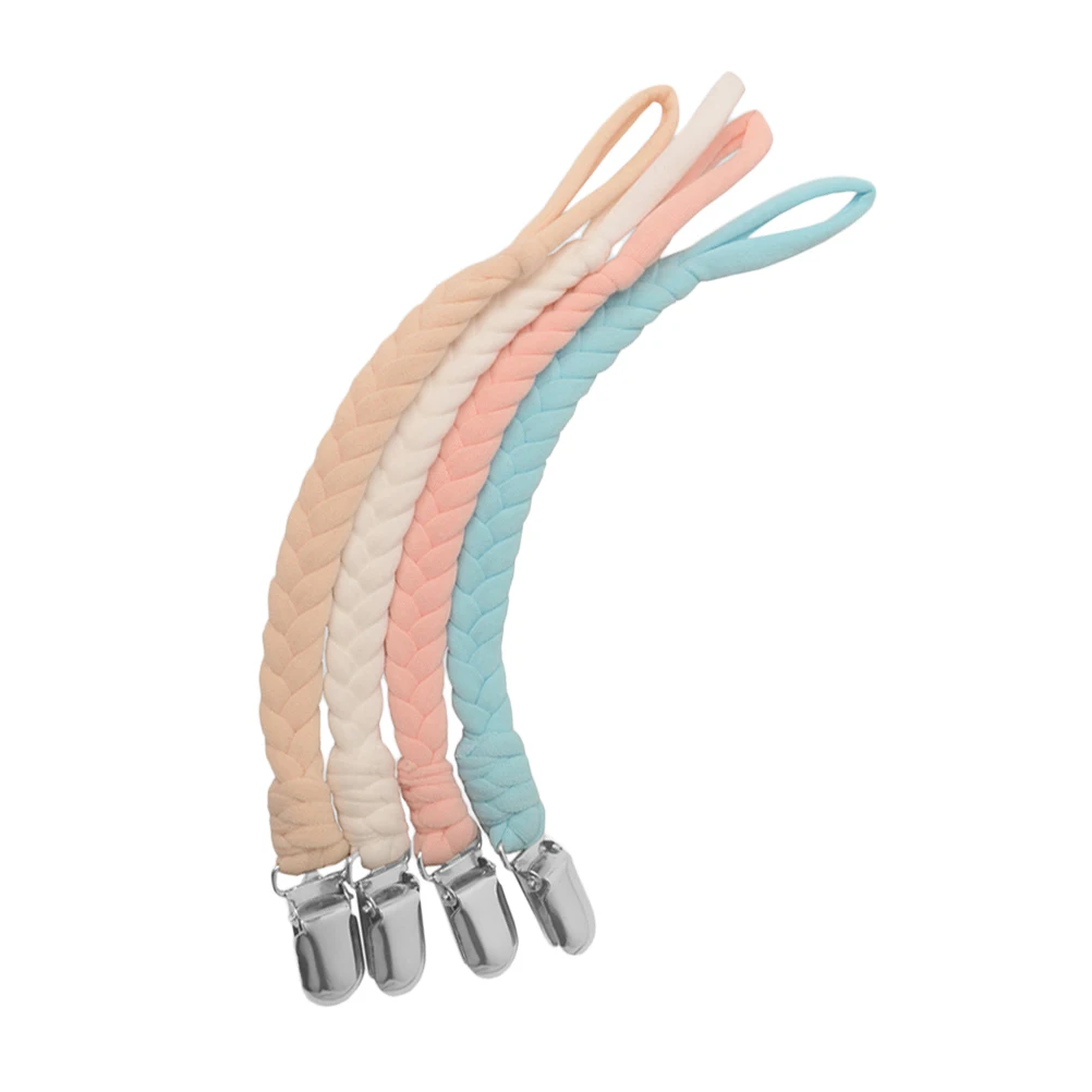 4 قطعة سلاسل مصاصة الطفل معقود مضفر تصميم أصحاب دائم لحديثي الولادة مقاعد السيارة عربات الأطفال التمريض عضاضة كليب