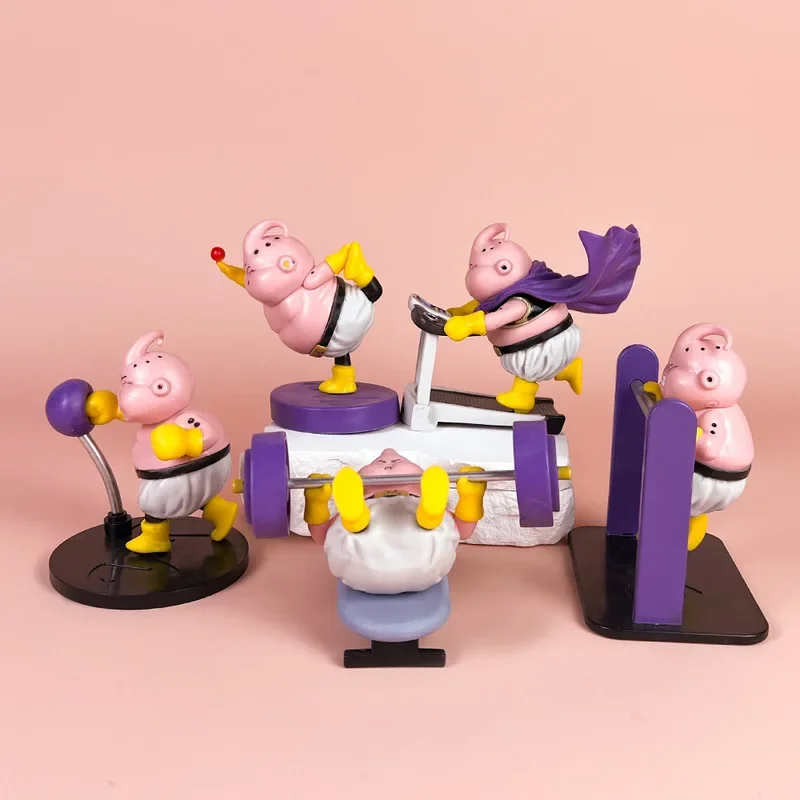 Dragon Ball Anime Figure Majin Buu Fitness Gk Muscle Fat Buou Pvc Horizontal Bar Running Animation Model Decoration Doll Toys