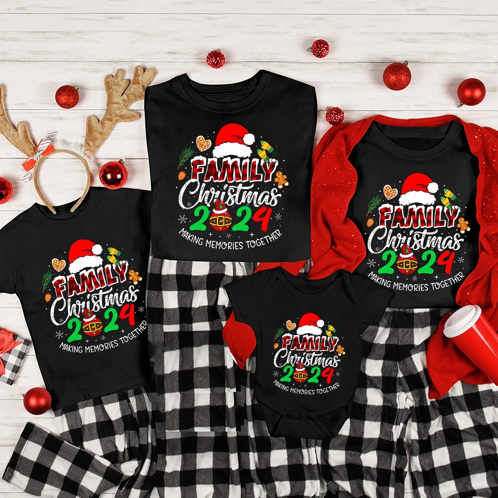 Family Christmas 2024 Making Memories Together Print Shirts Family Matching T-shirt Xmas Party Family Clothes Top Christmas Gift