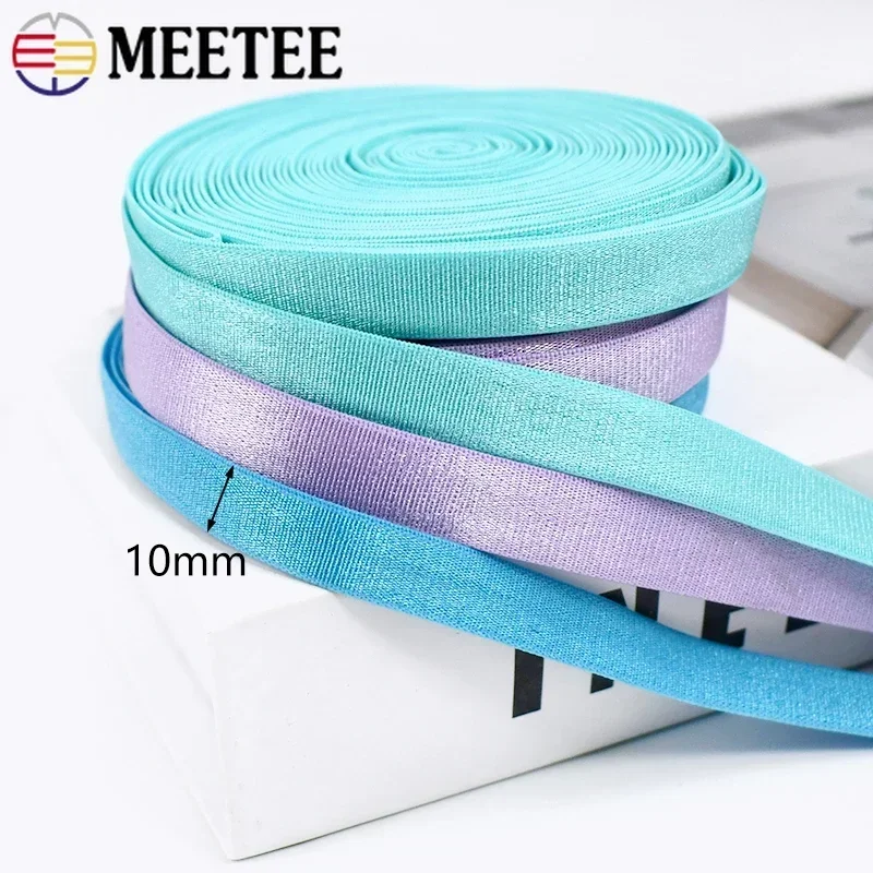 5/10/20M Meetee 10mm Colorful Elastic Band Bra Shoulder Strap Bikini Rubber Bands Stretch Ribbon Tape