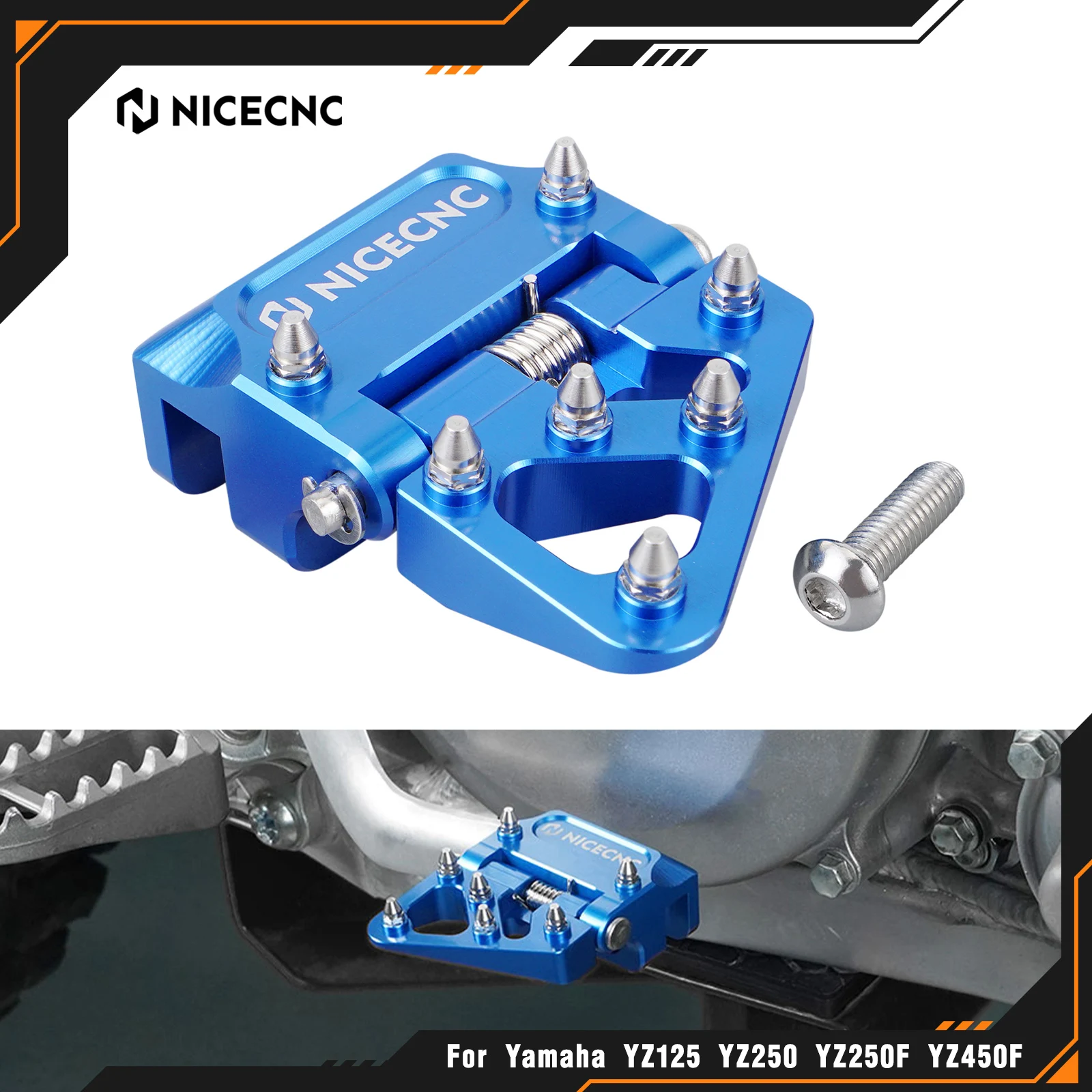 

NICECNC For YAMAHA YZ125 YZ250 YZ250F YZ125X YZ250X YZ400F YZ426F WR250F WR400F WR426F Rear Folding Brake Pedal Step Tip Plate