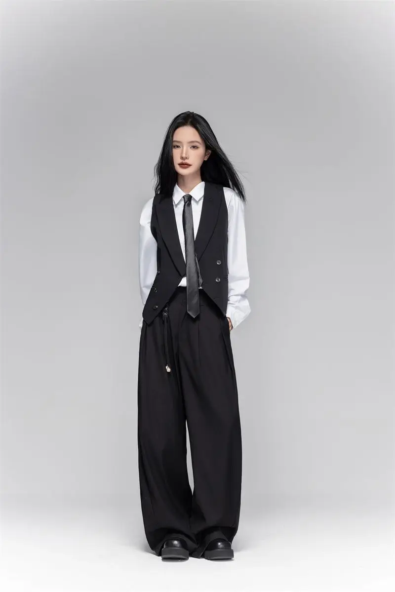 Women's Casual Suits Vest With a Lapel Collar Business Vest British Style High-End Sense Gun Lapel Collar Slim Waistcoat Jacket