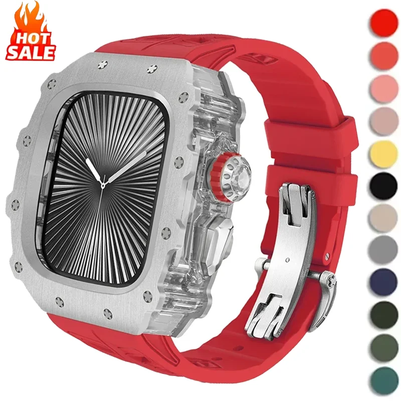 Kit di modifica di lusso per cinturino in silicone Apple Watch da 46 mm per custodia modificata in titanio iWatch serie 10