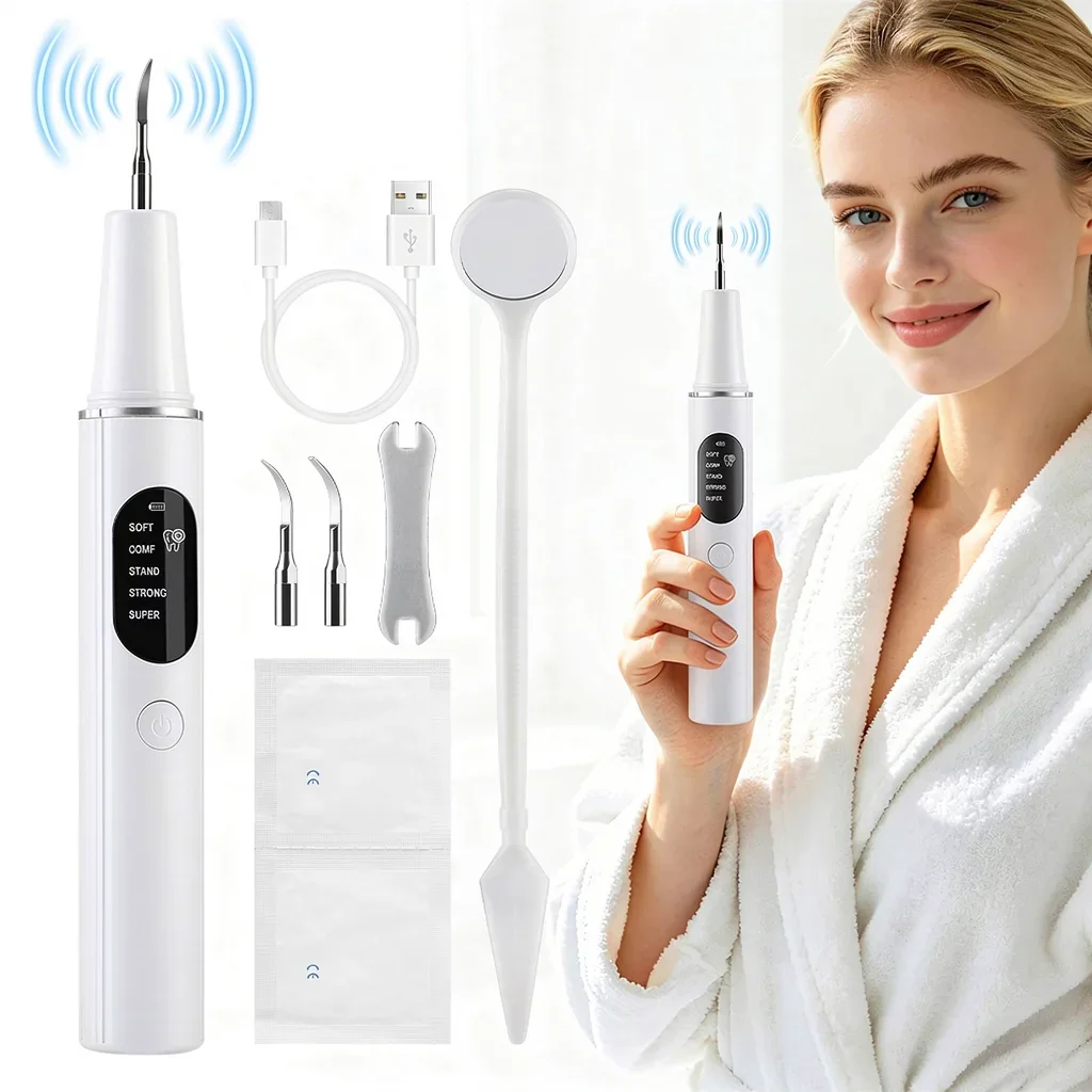 Electric Teeth Cleaner Sonic Tartar Remover 5 Modes USB Rechargeable Oral Care Tool for Coffee Smoke Stains IPX6 Waterproof Home