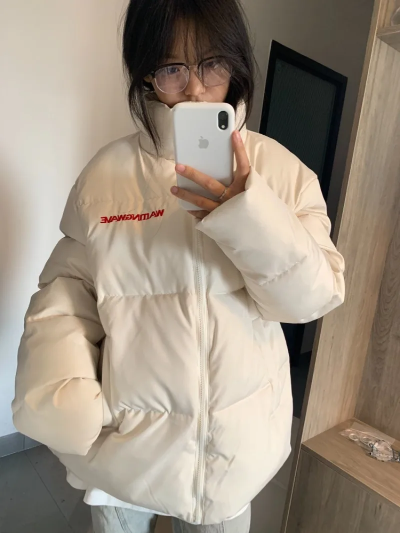 Stand-collar Parkas Women Winter Simple Ins Loose Fit All-match Korean Fashion Students Harajuku Gentle Stylish Ulzzang Daily