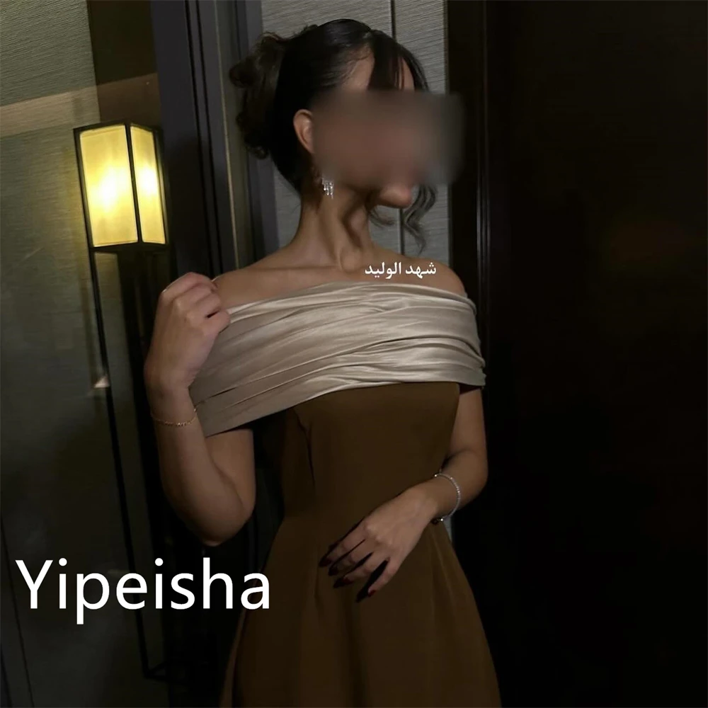 Yipeisha Sparkle Elegant Off-the-shoulder A-line Homecoming Cocktail Fold   Draped Satin Quinceanera Dresses