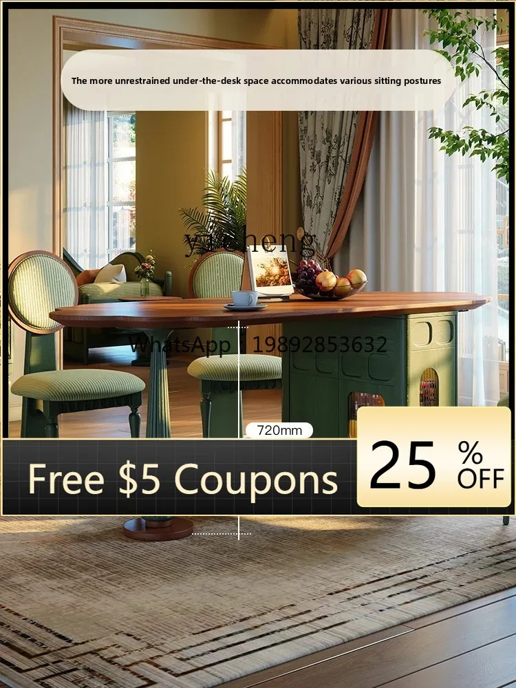Retro Style Island Dining Table Foldable Multifunctional Wall-Mounted French Retro Dining Table Home Solid Wood Dining Table