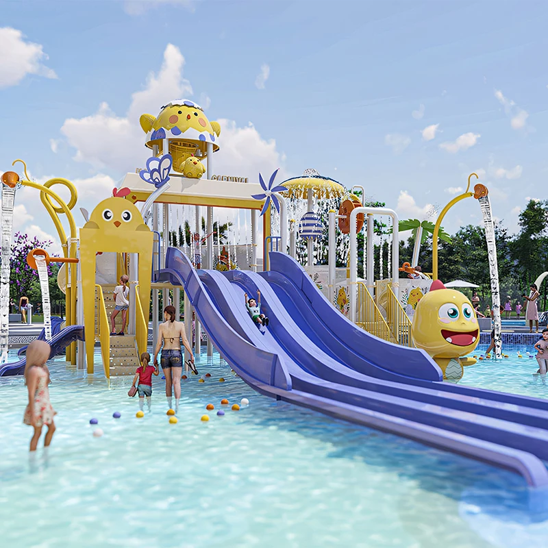 ia-Mini Residential Indoor/Outdoor Water Play Toys Playground Fiberglass Plastic Slide Aquatic Splash Pad Equipment Water Park#