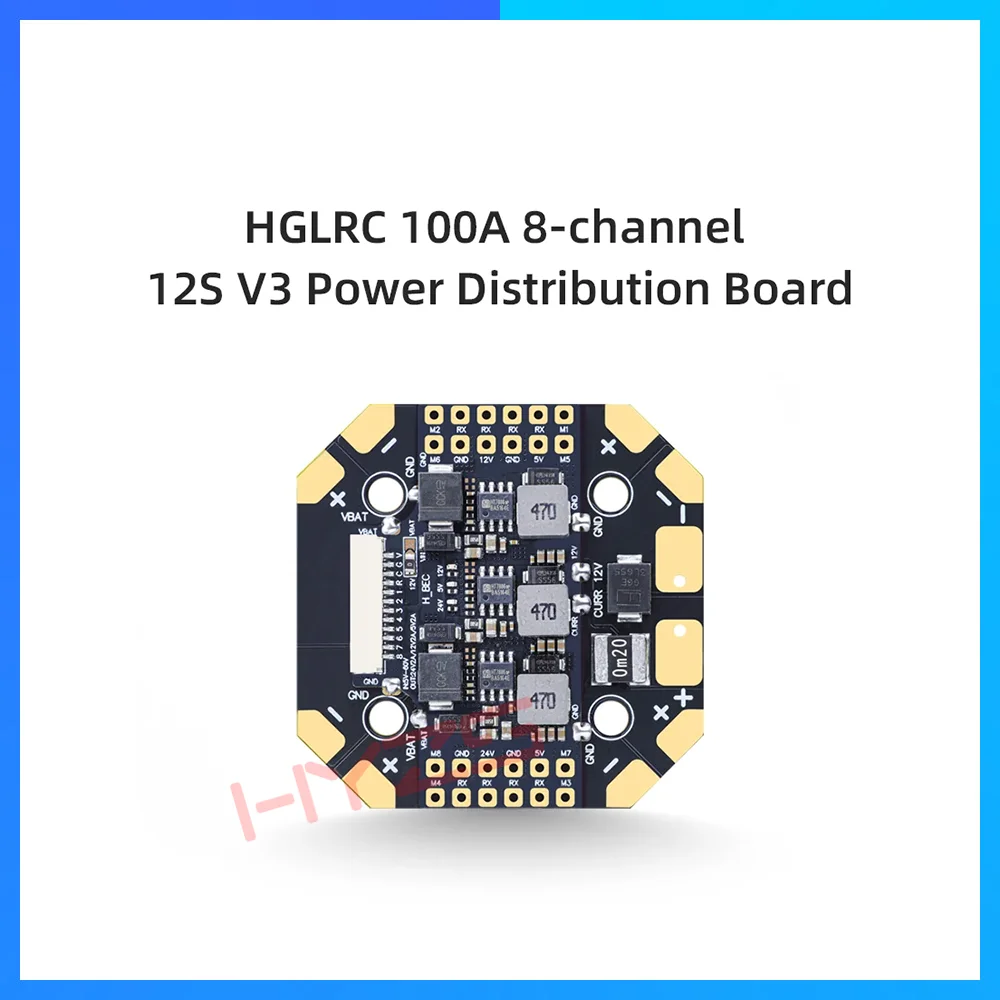 100A 8-Channel 12S V3 Power Distribution Board, PDB with Current Sense for FPV Multirotor Drone DIY Repair Parts