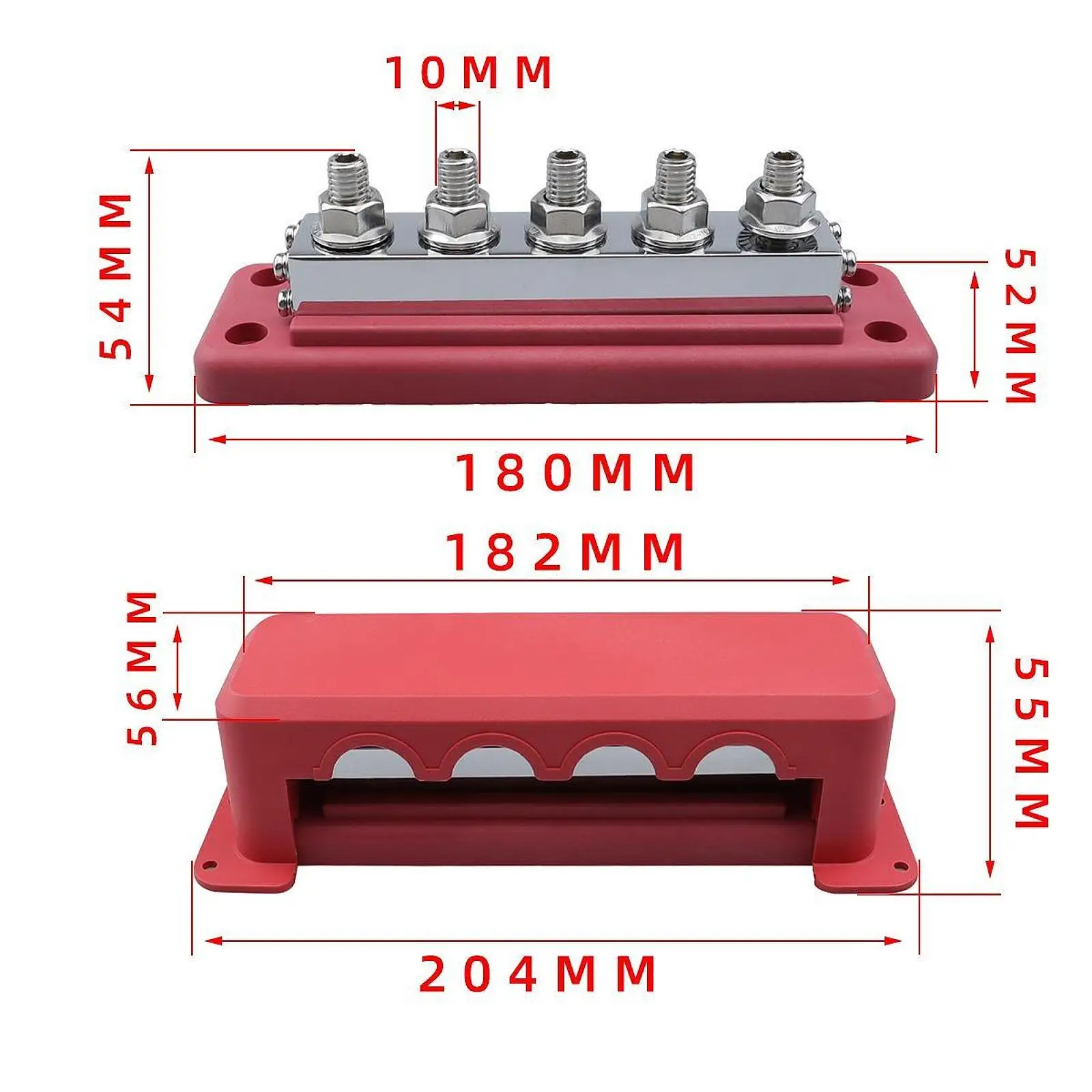Power Distribution Block Max 300V 600A with Cover Bus Bar Terminal Distribution